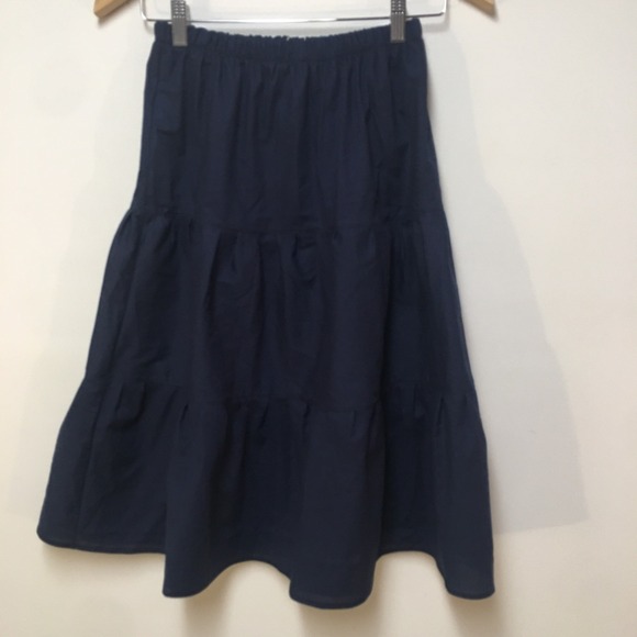 Skirt ORGANIC Girls 10/12 Midi Navy Blue Ruffle Tiered Cotton Mom and Pop's Kids - Picture 4 of 9